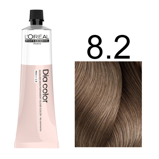 L'Oréal Professionnel Dia Color professional hair dye in shade 8.2 Light Iridescent Blonde, 60ML tube, ammonia-free permanent color for pearlescent light blonde results