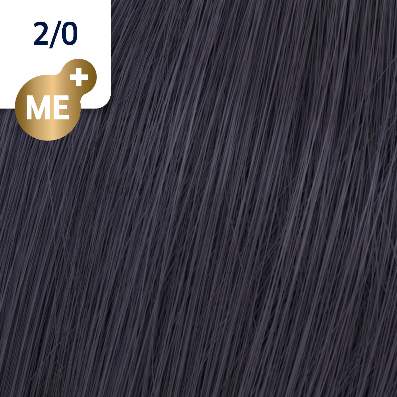 Wella Koleston Perfect ME+ 2/0 black hair color swatch showing natural darkest black shade with ME+ technology indicator