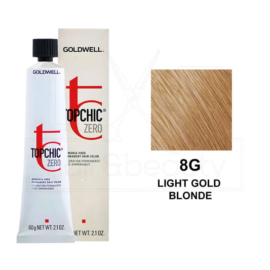 Topchic Zero Ammonia-Free Permanent Hair Color 8G Light Gold Blonde 60ML