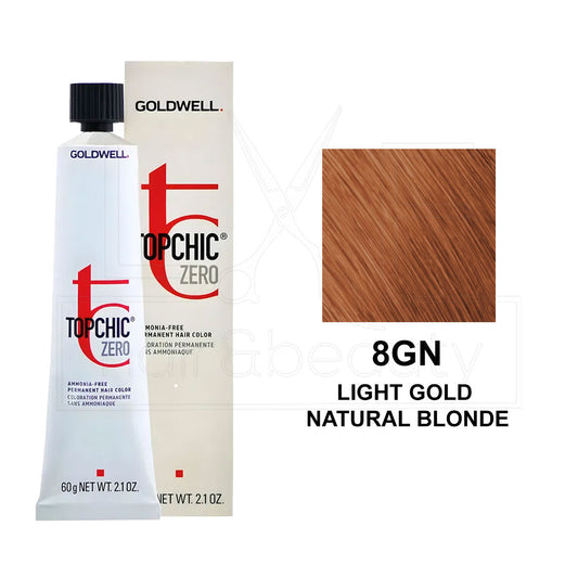 Topchic Zero Ammonia-Free Permanent Hair Color 8GN Light Gold Natural Blonde 60ML