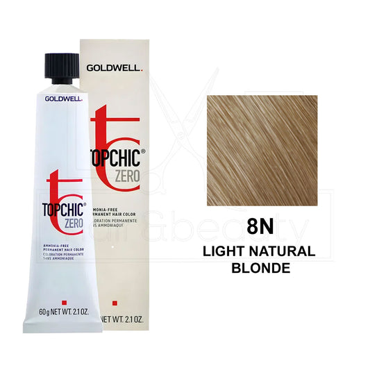 Topchic Zero Ammonia-Free Permanent Hair Color 8N Light Natural Blonde 60ML