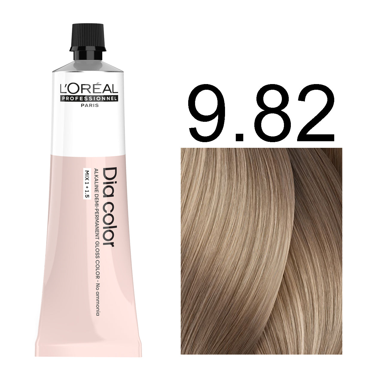 L'Oréal Professionnel Dia Color professional hair dye in shade 9.82 Very Light Mocha Iridescent Blonde, 60ML tube, ammonia-free permanent color for pearlescent mocha-blonde results
