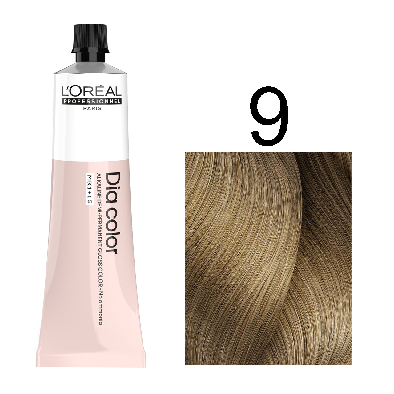 L'Oréal Professionnel Dia Color professional hair dye in shade 9 Very Light Blonde, 60ML tube, ammonia-free permanent color for ultra-light blonde results