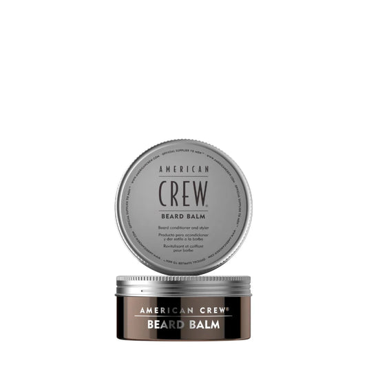 American Crew Beard Balm 50g jar with sleek black lid and branding