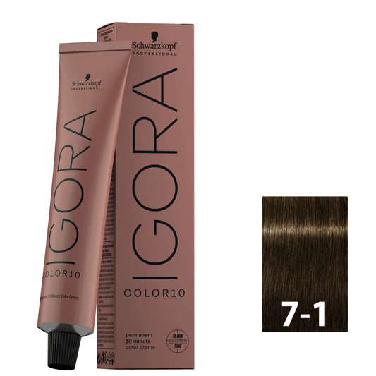 Blonde ash hair after using SCHWARZKOPF IGORA COLOR10 7-1