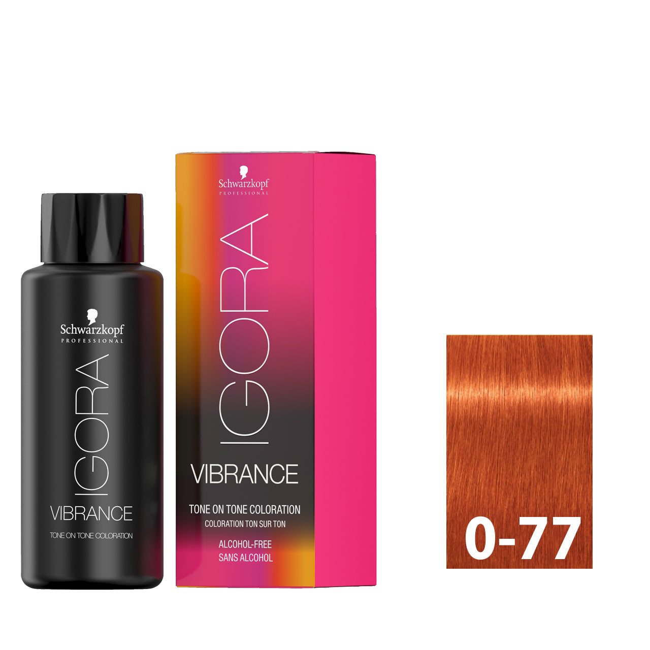 Bold copper hair after using SCHWARZKOPF IGORA VIBRANCE 0-77