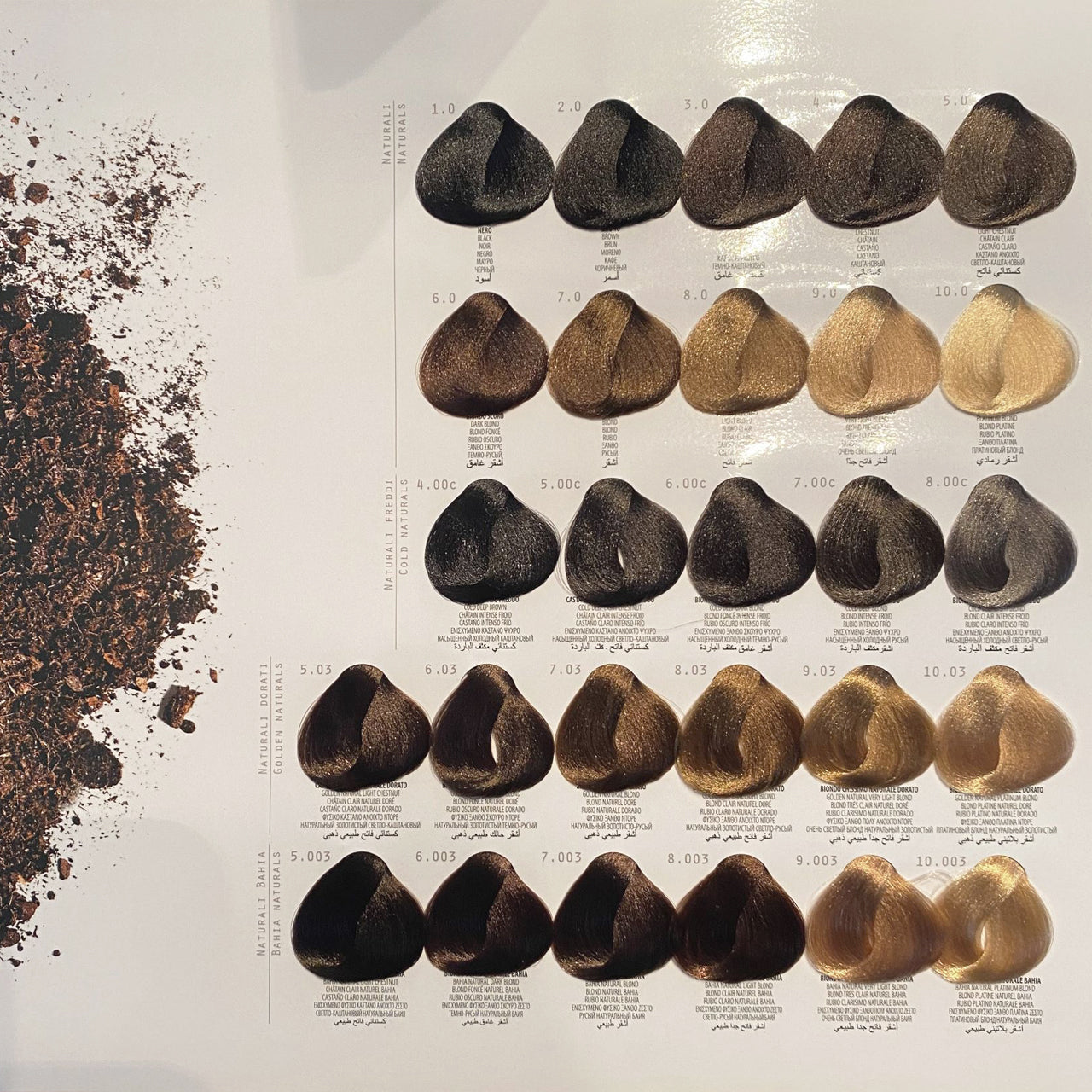 Close-up of swatches on the PERSONAL COLOR HAIR CHART