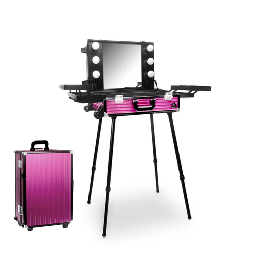 Makeup Case Trolley Pink Big Stripe