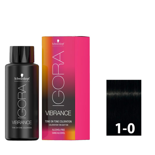 Deep black hair after using SCHWARZKOPF IGORA VIBRANCE 1-0
