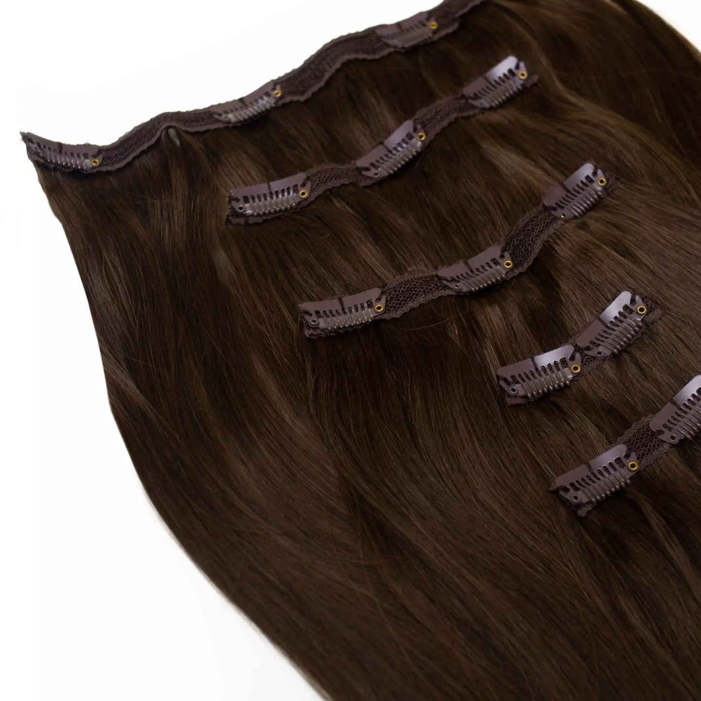 Seamless1 Espresso Clip-in Human Hair in 5 piece 21.5 Inches