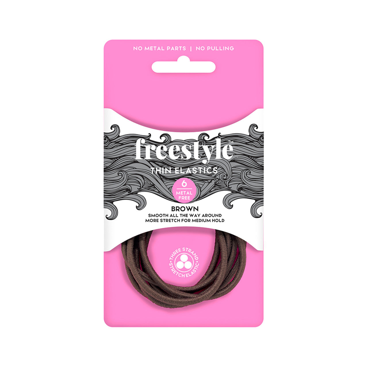 Freestyle Thin Elastics Metal Free Brown 6Pc