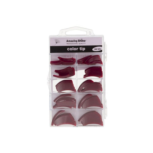 Front view of the Amazing Shine Coloured Nail Tips Berries 100pk packaging with nail tips displayed.