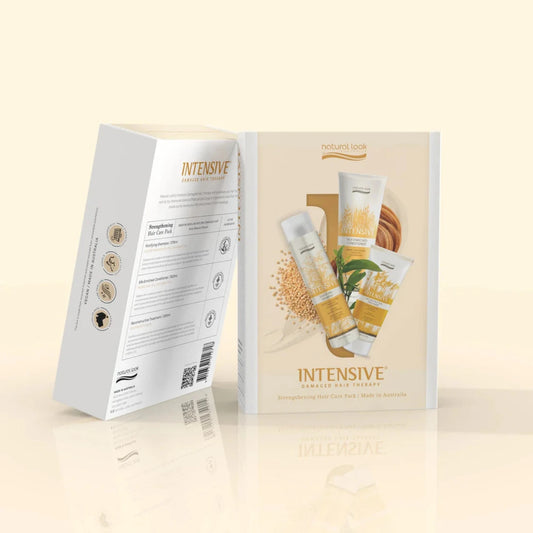 Front view of the Natural Look Intensive Reconstructive Treatment container with label facing forward.