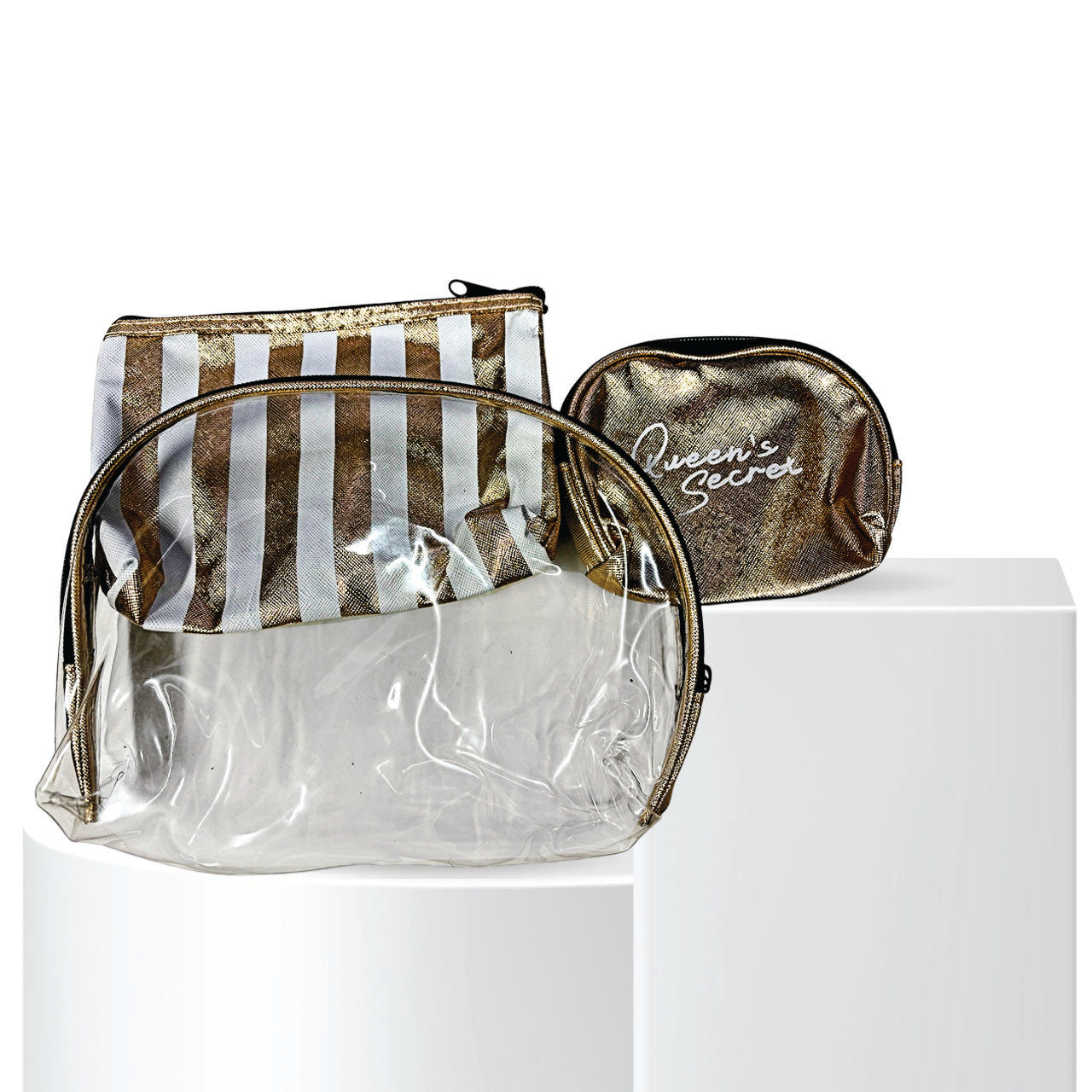 Queens Secret Makeup Bag Set Golden