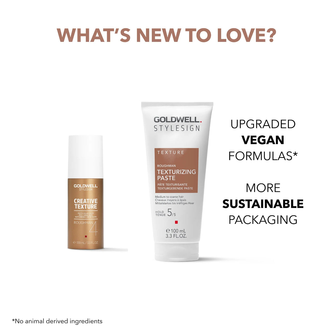 Goldwell Roughman Texturizing Paste cream texture showing matte white styling paste between fingers demonstrating product consistency