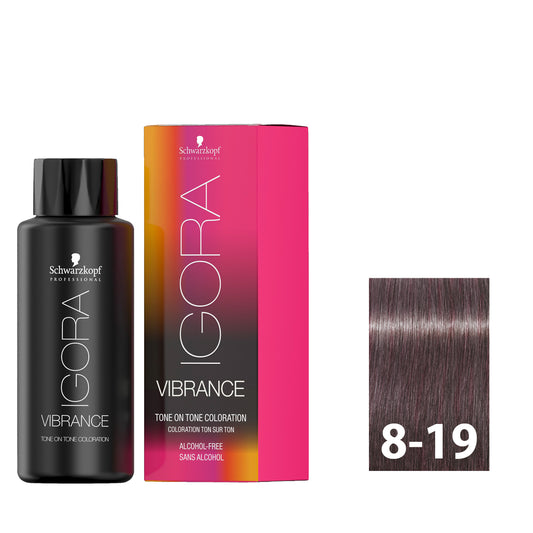 Light blonde ash violet hair after using SCHWARZKOPF IGORA VIBRANCE 8-19
