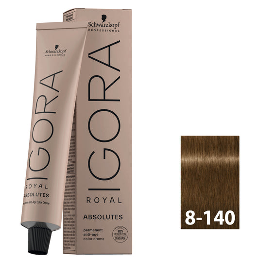 Light blonde beige cendré hair after using SCHWARZKOPF IGORA ABSOLUTES 8-140