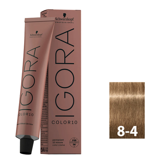 Light blonde gold hair after using SCHWARZKOPF IGORA COLOR10 8-4