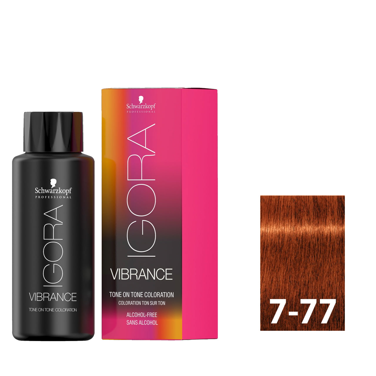 Medium blonde intense copper hair after using SCHWARZKOPF IGORA VIBRANCE 7-77