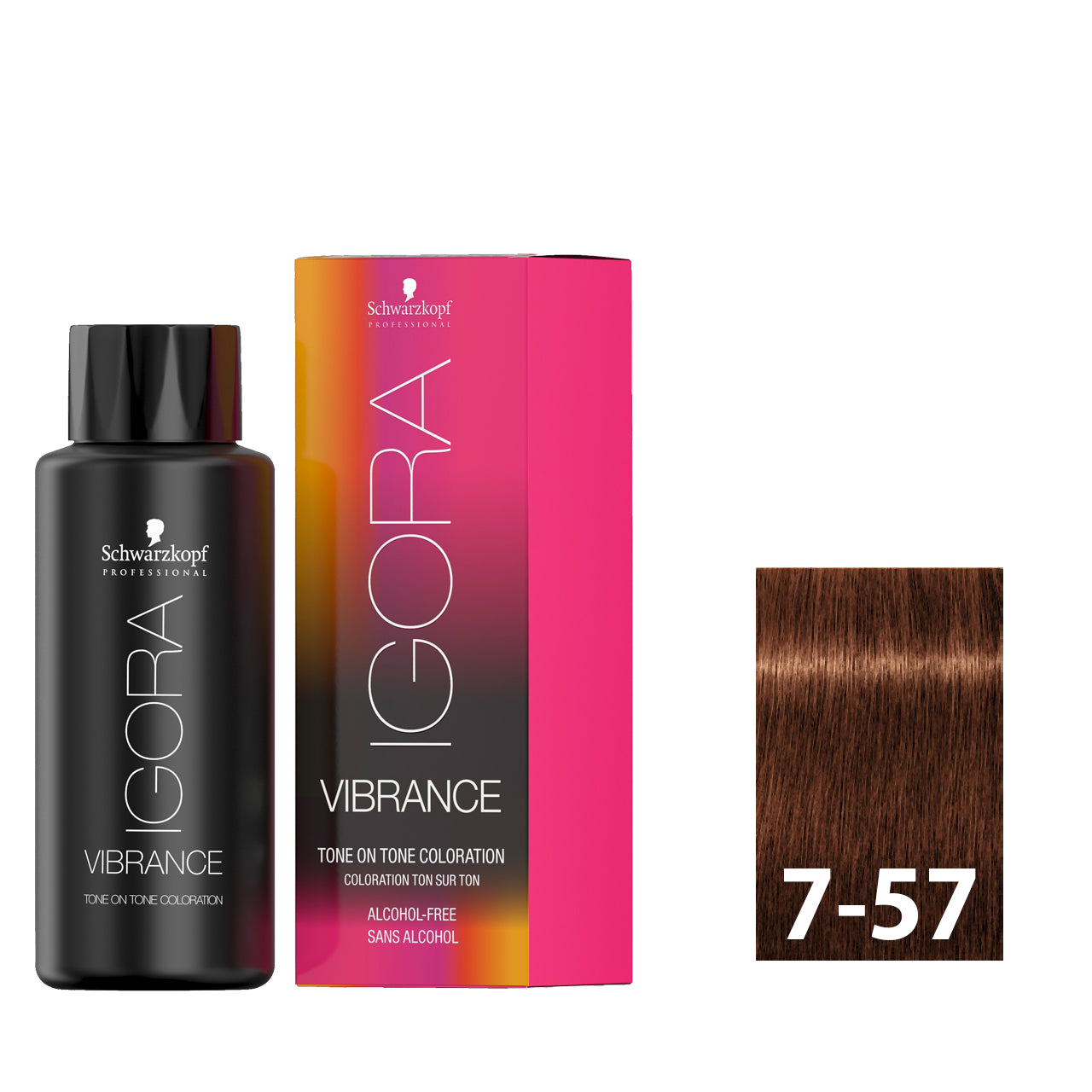 Medium blonde mahogany hair after using SCHWARZKOPF IGORA VIBRANCE 7-57