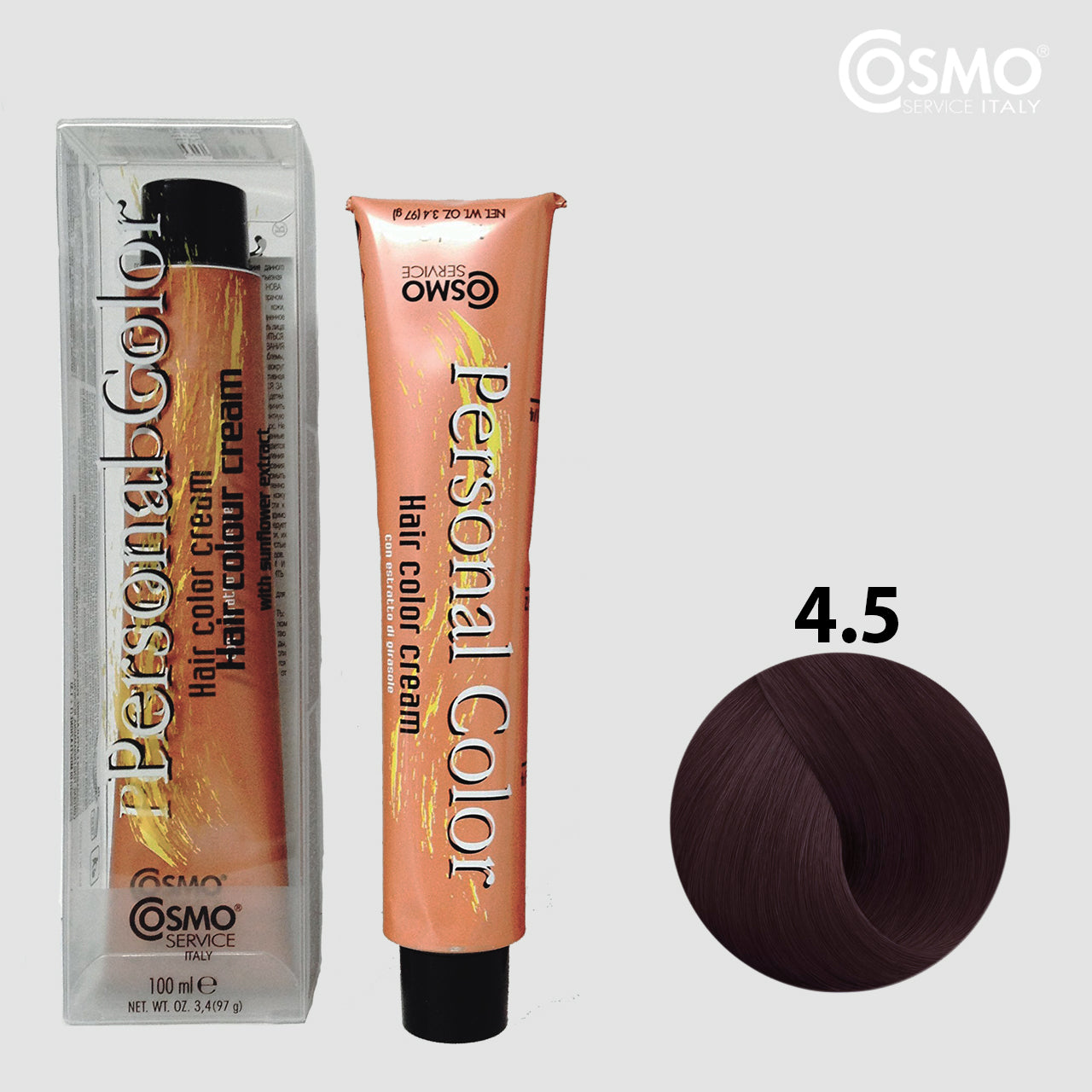 PERSONAL COLOR 4.5 - MAHOGANY CHESTNUT Hair Dye 100ml bottle front view