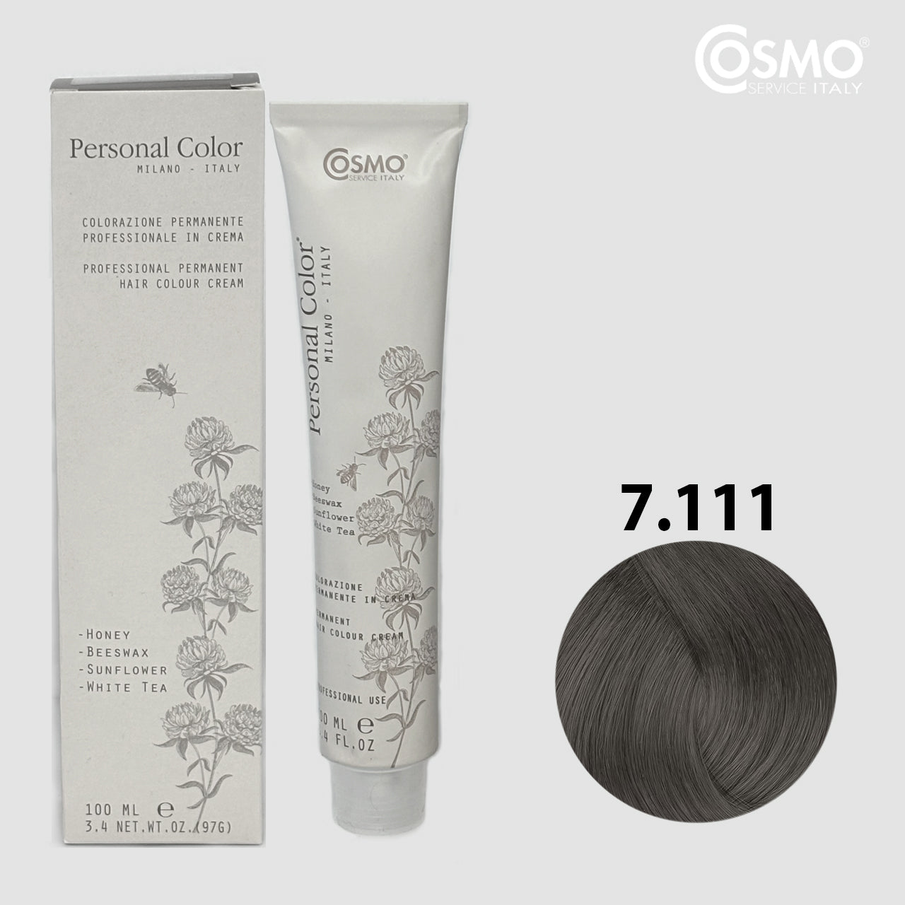 PERSONAL COLOR 7.111 - INTENSE ASH BLONDE Hair Dye 100ml bottle front view