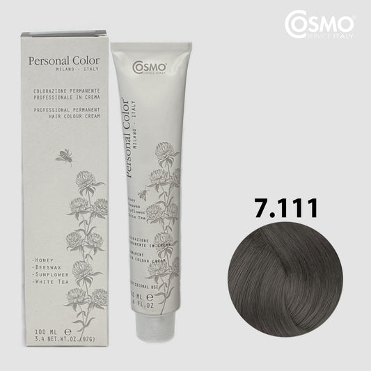 PERSONAL COLOR 7.111 - INTENSE ASH BLONDE Hair Dye 100ml bottle front view