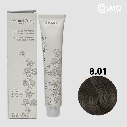 PERSONAL COLOR 8.01 - ASH NATURAL LIGHT BLOND Hair Dye 100ml bottle front view