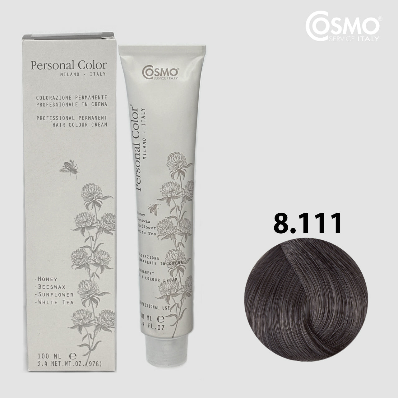 PERSONAL COLOR 8.111 - INTENSE LIGHT ASH BLONDE 100ML bottle front view