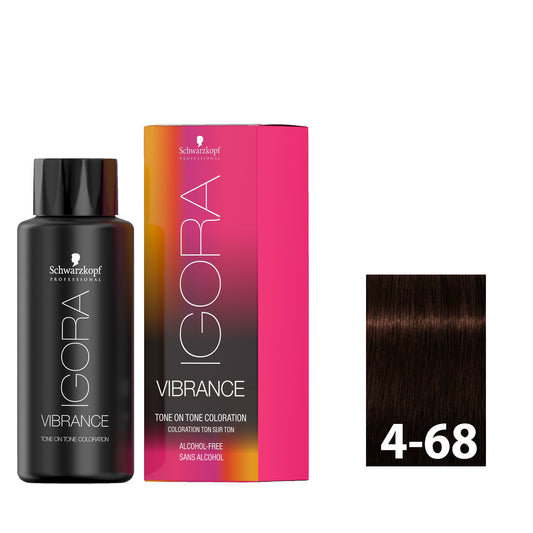 Rich medium brown red violet hair after using SCHWARZKOPF IGORA VIBRANCE 4-68