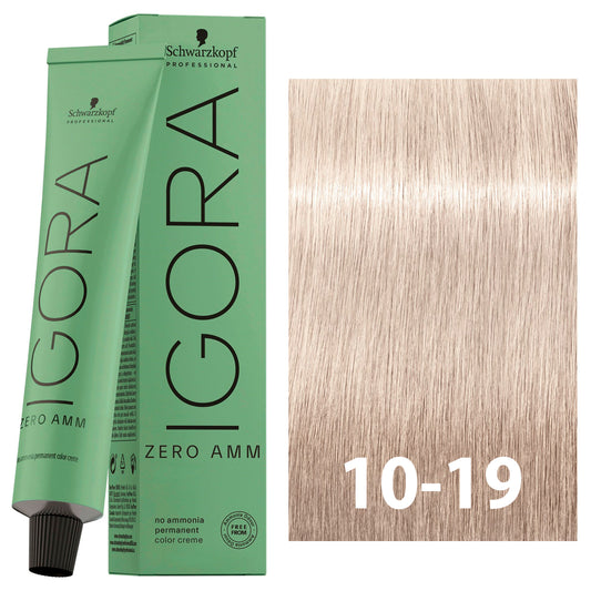 SCHWARZKOPF IGORA ZERO AMMONIA 10-19 60ML bottle with packaging
