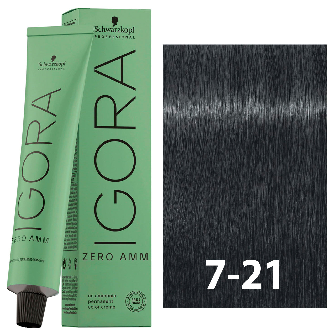 SCHWARZKOPF IGORA ZERO AMMONIA 7-21 60ML bottle with packaging