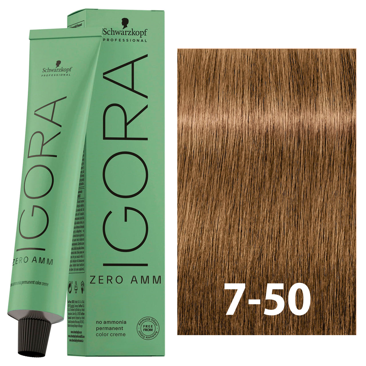 SCHWARZKOPF IGORA ZERO AMMONIA 7-50 60ML bottle with packaging