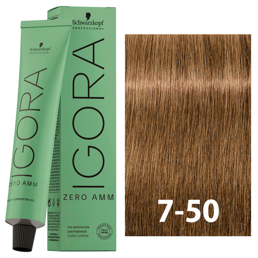 SCHWARZKOPF IGORA ZERO AMMONIA 7-50 60ML bottle with packaging