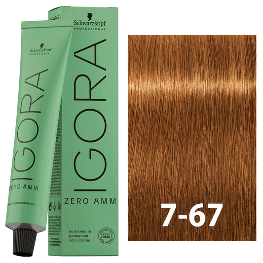 SCHWARZKOPF IGORA ZERO AMMONIA 7-67 60ML bottle with packaging