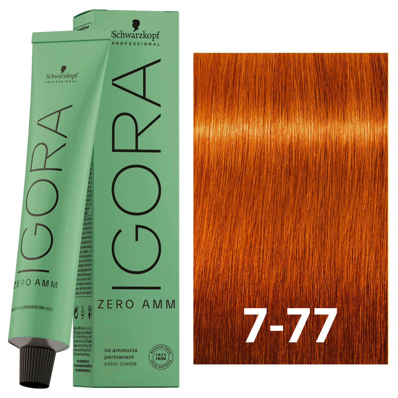 SCHWARZKOPF IGORA ZERO AMMONIA 7-77 60ML bottle with packaging
