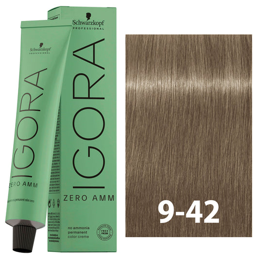 SCHWARZKOPF IGORA ZERO AMMONIA 9-42 60ML bottle with packaging