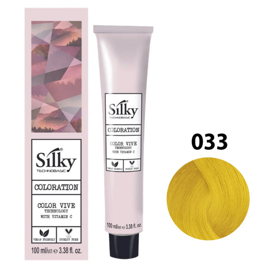 SILKY COLOR 033 - YELLOW Hair Dye 100ml bottle front view