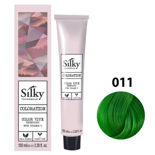 SILKY COLOUR 0.11 - GREEN Hair Dye 100ml bottle front view