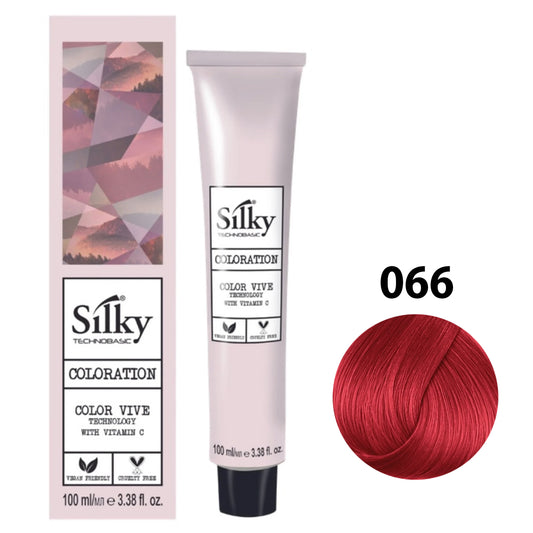 SILKY COLOUR 066 - RED Hair Dye 100ml bottle front view