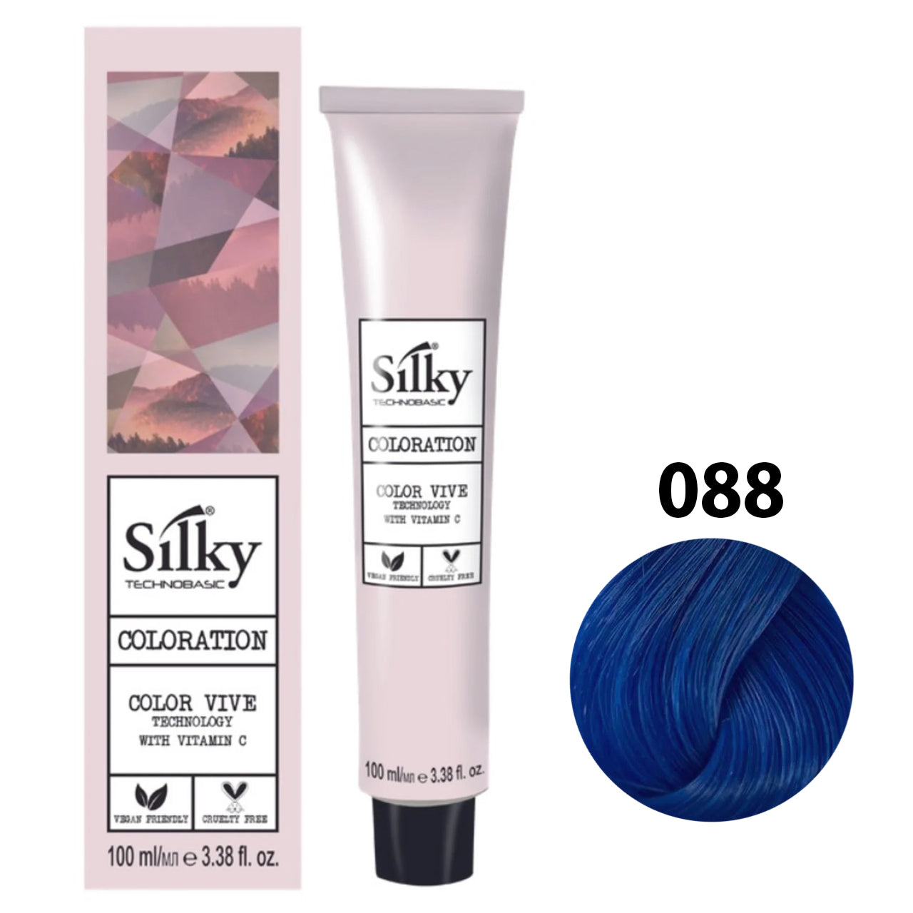 SILKY COLOUR 088 - BLUE Hair Dye 100ml bottle front view