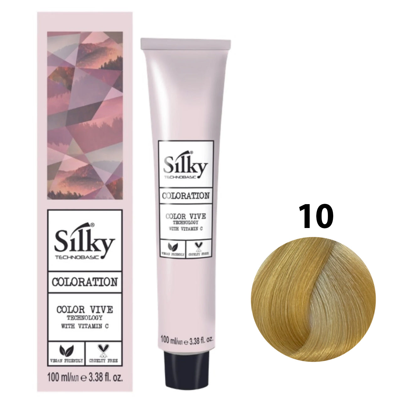 SILKY COLOUR 10 - EXTRA LIGHT BLONDE Hair Dye 100ml bottle front view
