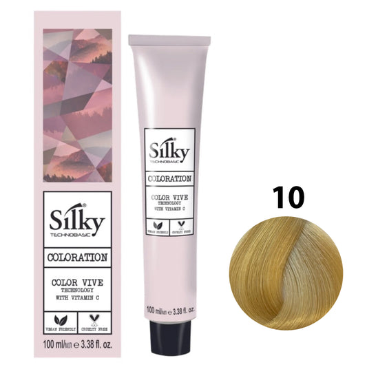 SILKY COLOUR 10 - EXTRA LIGHT BLONDE Hair Dye 100ml bottle front view