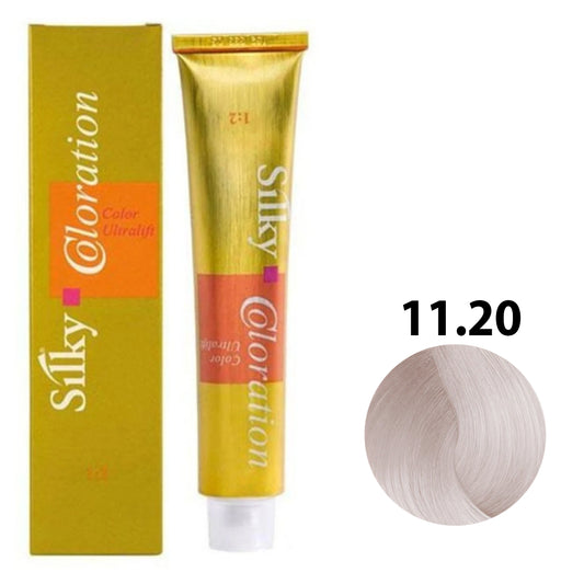 SILKY COLOUR 11.20 - ULTRALIGHT INTENSE IRISE BLONDE Hair Dye 100ml bottle front view