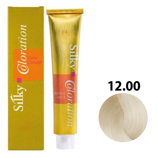 SILKY COLOUR 12.00 - EXTRA LIGHT BLONDE Hair Dye 100ml bottle front view