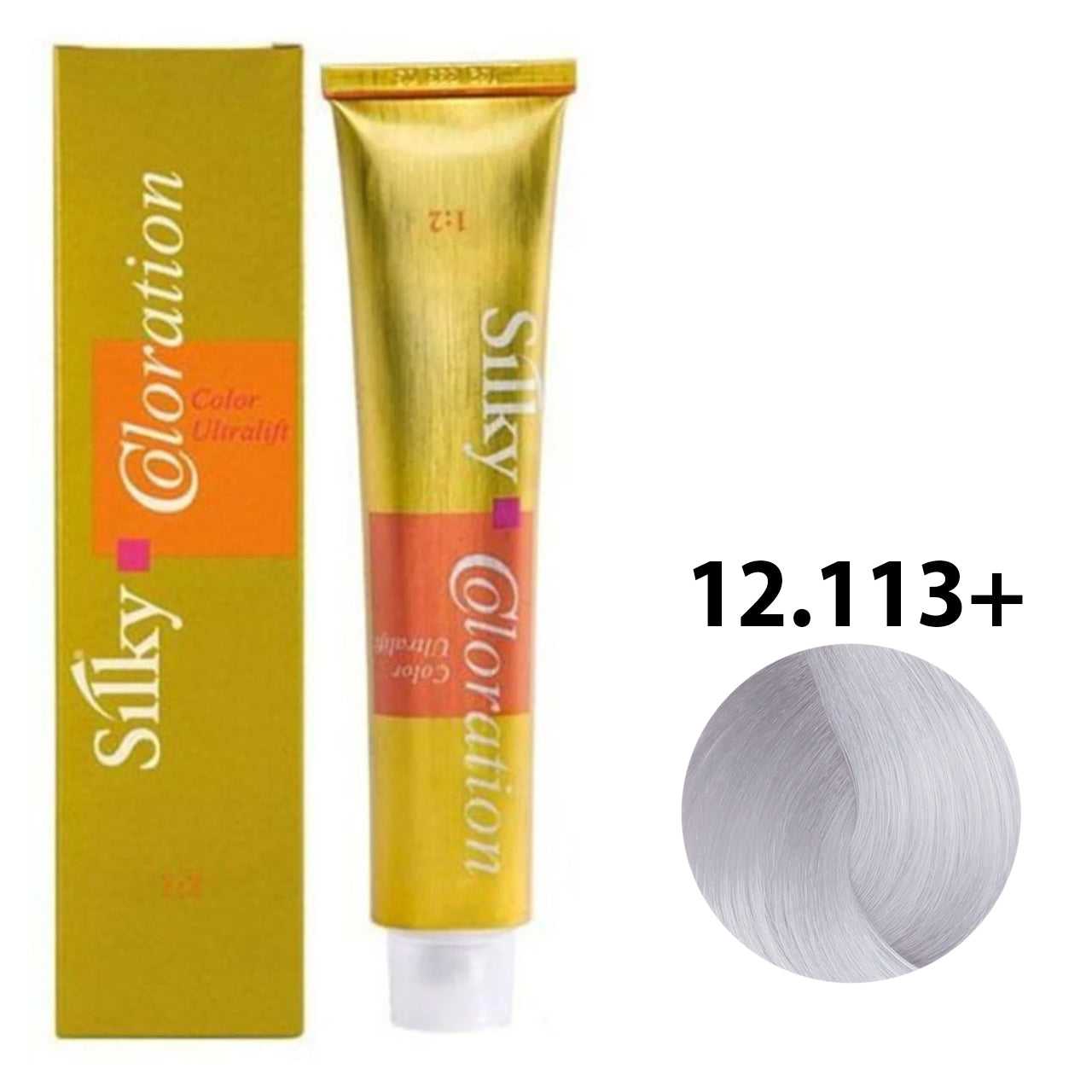 SILKY COLOUR 12.113+ - VERY LIGHT BEIGE BLONDE Hair Dye 100ml bottle front view