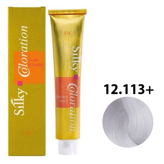 SILKY COLOUR 12.113+ - VERY LIGHT BEIGE BLONDE Hair Dye 100ml bottle front view
