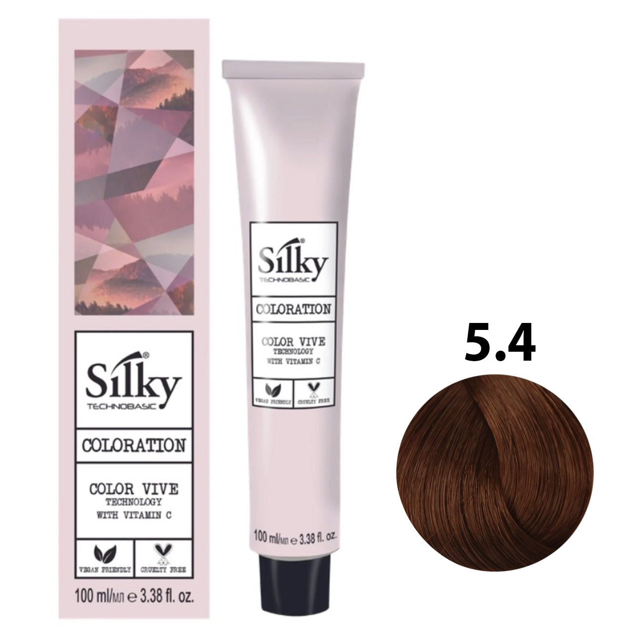 SILKY COLOUR 5.4 - LIGHT COPPER BROWN Hair Dye 100ml bottle front view