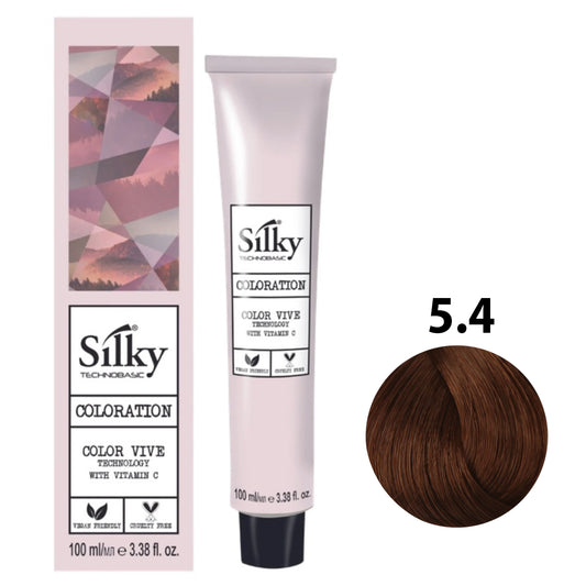 SILKY COLOUR 5.4 - LIGHT COPPER BROWN Hair Dye 100ml bottle front view