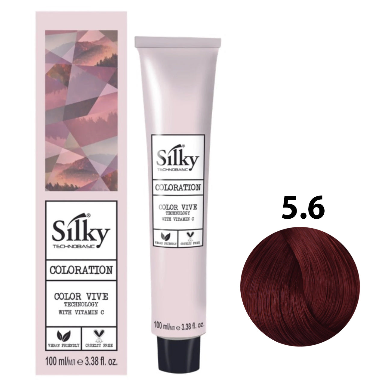 SILKY COLOUR 5.6 - LIGHT RED BROWN Hair Dye 100ml bottle front view